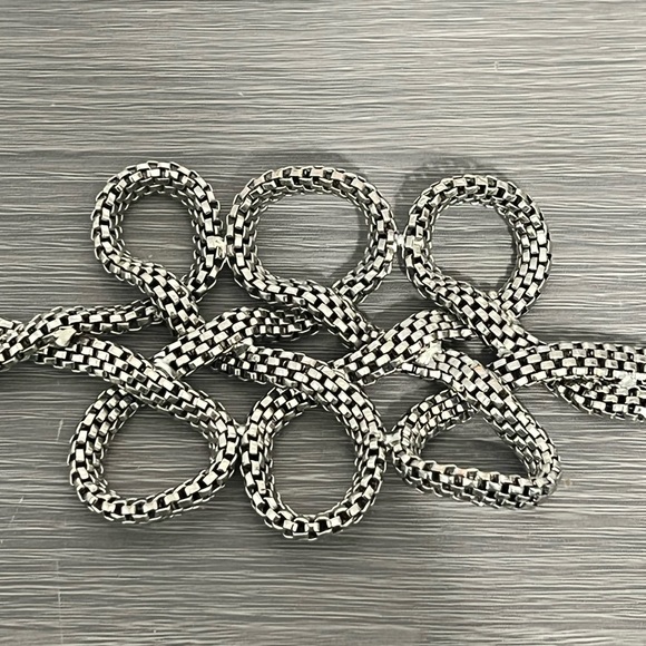 Vintage Silver Chain Bracelet with Loops, Curls - Picture 3 of 9